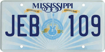 MS license plate JEB109
