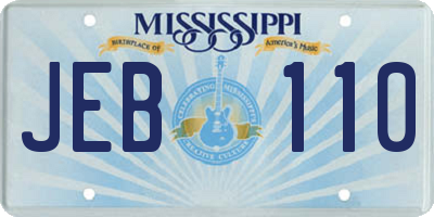 MS license plate JEB110