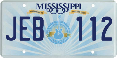 MS license plate JEB112