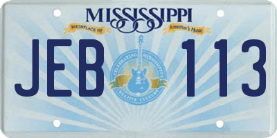 MS license plate JEB113