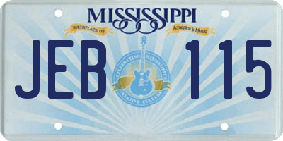 MS license plate JEB115