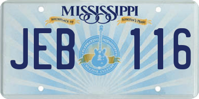 MS license plate JEB116