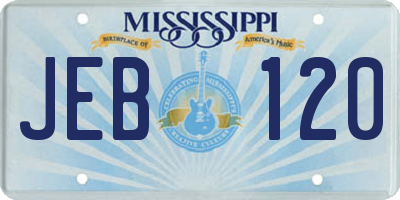 MS license plate JEB120