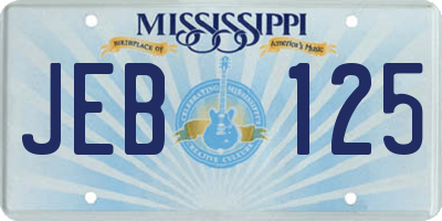 MS license plate JEB125