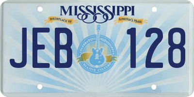 MS license plate JEB128