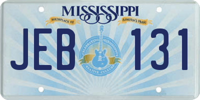MS license plate JEB131