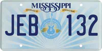 MS license plate JEB132