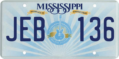 MS license plate JEB136