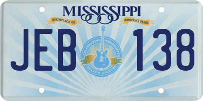 MS license plate JEB138