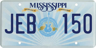 MS license plate JEB150