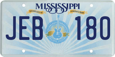 MS license plate JEB180