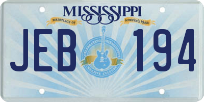 MS license plate JEB194