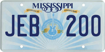 MS license plate JEB200