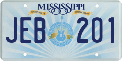 MS license plate JEB201