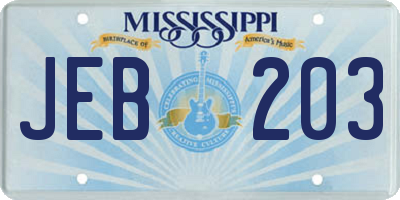 MS license plate JEB203