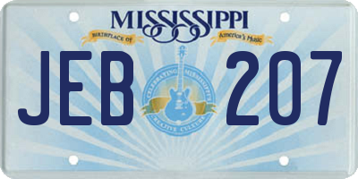 MS license plate JEB207