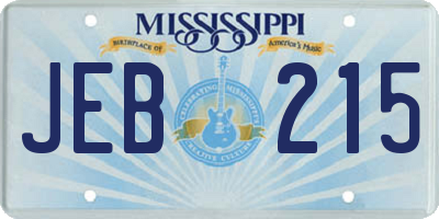 MS license plate JEB215