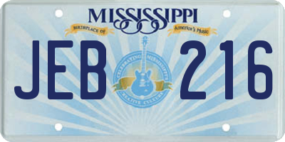 MS license plate JEB216