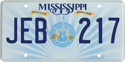 MS license plate JEB217