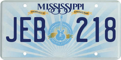 MS license plate JEB218