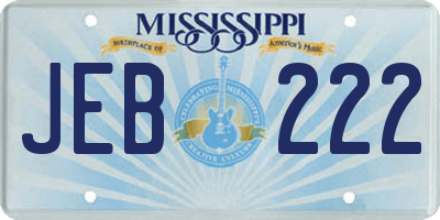 MS license plate JEB222