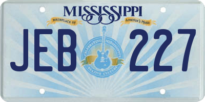 MS license plate JEB227