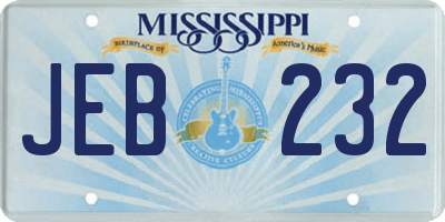 MS license plate JEB232
