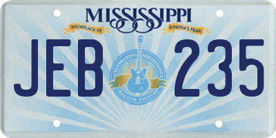MS license plate JEB235