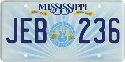 MS license plate JEB236