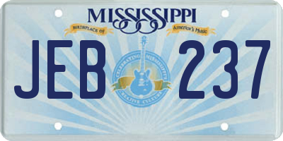 MS license plate JEB237