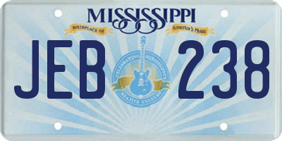 MS license plate JEB238