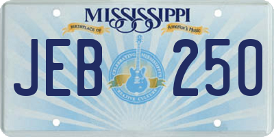 MS license plate JEB250