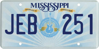 MS license plate JEB251