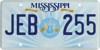 MS license plate JEB255