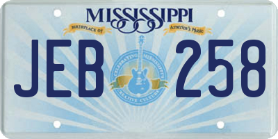 MS license plate JEB258