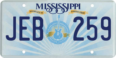 MS license plate JEB259