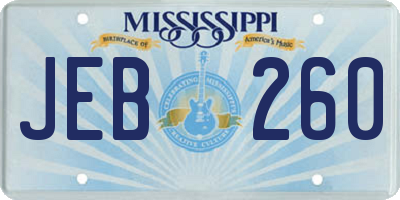 MS license plate JEB260