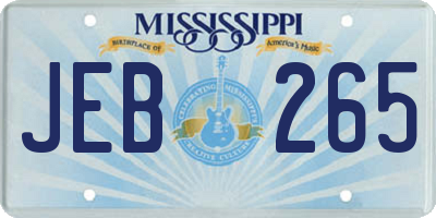 MS license plate JEB265
