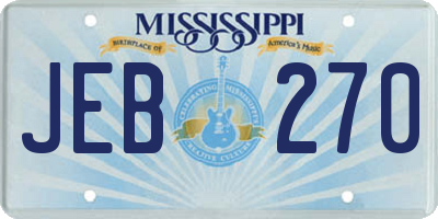 MS license plate JEB270