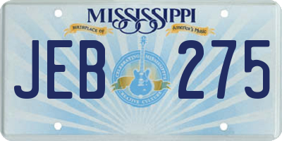 MS license plate JEB275