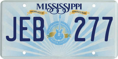 MS license plate JEB277