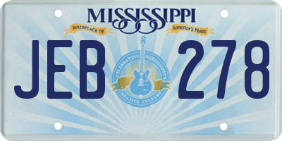 MS license plate JEB278