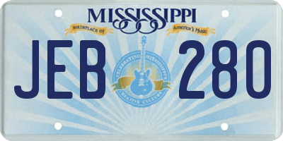MS license plate JEB280
