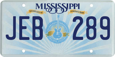 MS license plate JEB289