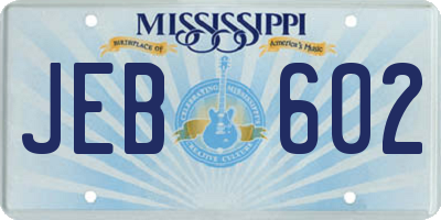 MS license plate JEB602