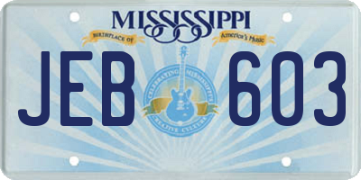 MS license plate JEB603