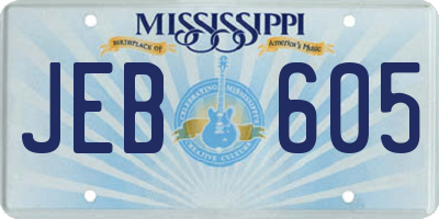 MS license plate JEB605
