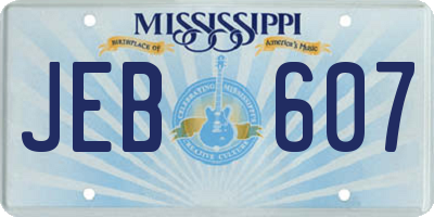 MS license plate JEB607