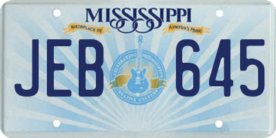 MS license plate JEB645