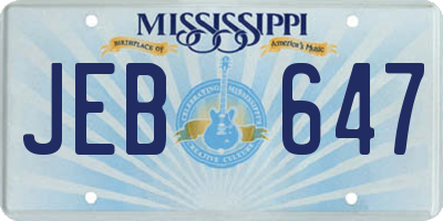 MS license plate JEB647